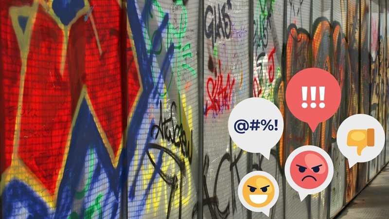 Coloured graffiti on a wall