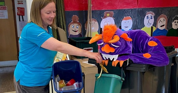 Bonster the Hungry Monster visits a Devon school Download