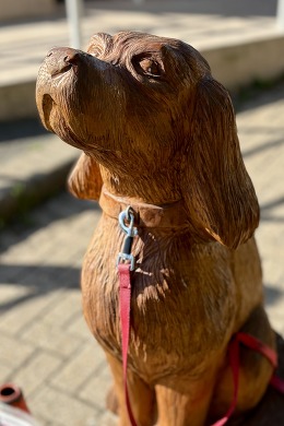 Wooden dog carving - Woody!