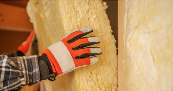 Gloves holding on to insulation