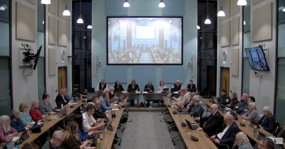 Councillors and officers in the Council Chamber for the Full Council meeting