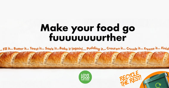 Make your food go fuuuurther.  Fill it, butter it, toast it, soak it, bake it (again), pudding it, crouton it, crumb it, freeze it, recycle the rest