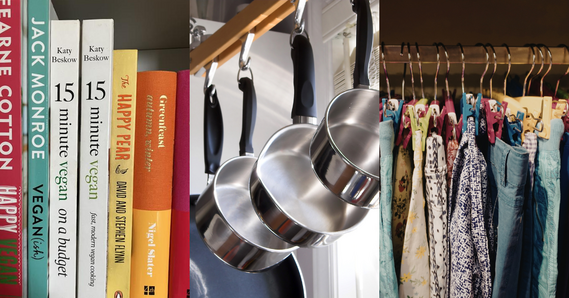 Clothes, kitchen utensils, and cookery books