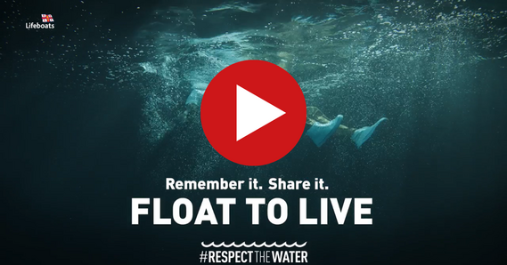 Play button. Person floating in water. Remember it. Share it. Float to live. #respect the water.