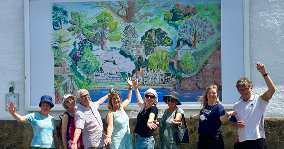 Sidmouth School of Art, the artist, and members of the Sidmouth Arboretum group at the wallspace