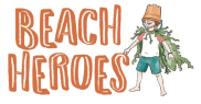 Beach Heroes. Illustration of a child with a bucket on their head and a seaweed cape