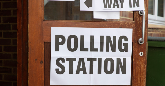 Polling station sign