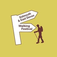 Sidmouth & East Devon Walking Festival logo with a sign and a walker