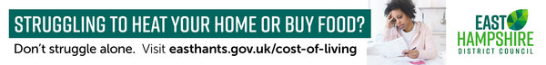 Struggling to heat your home or buy food? Don't struggle alone. Visit easthants.gov.uk/cost-of-living