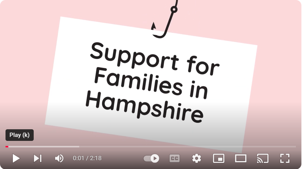 Screengrab of support for families video on YouTube