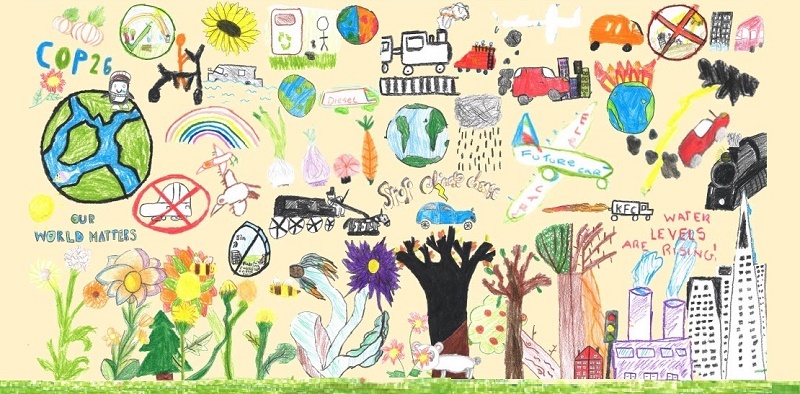 Climate change artwork by year 6 pupils