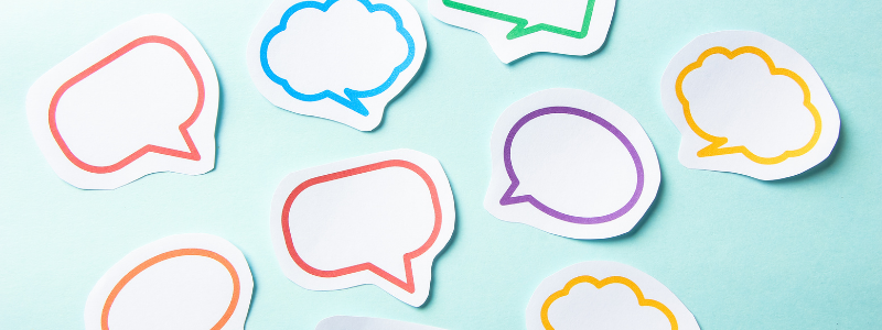 Colourful speech bubble post it notes