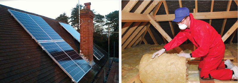 solar panels and loft insulation