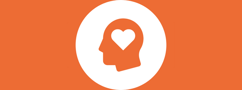 Orange graphic representing mental health and wellbeing