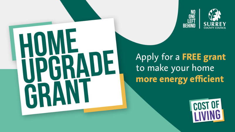 Promotional graphic for the Home Upgrade Grant that reads: Home Upgrade Grant - Apply for a FREE grant to make your home more energy efficient