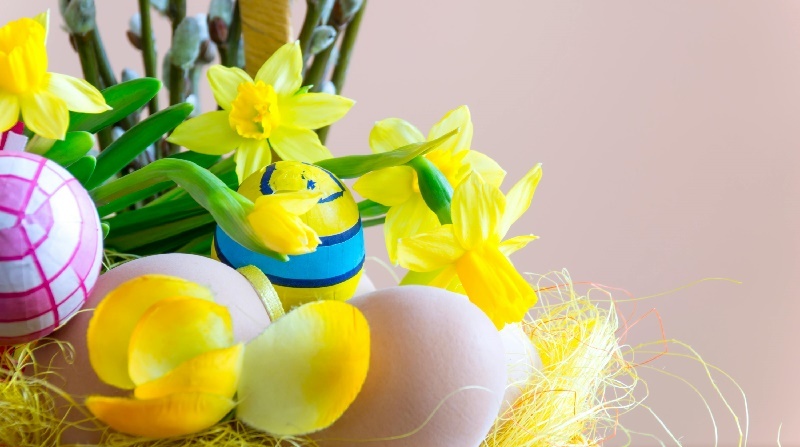 Easter flowers and eggs