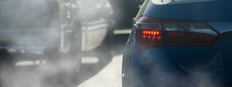 Car with exhaust fumes