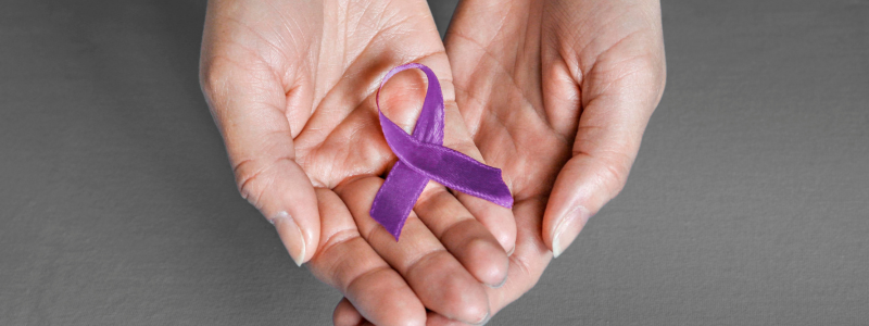 Pancreatic cancer awareness purple ribbon