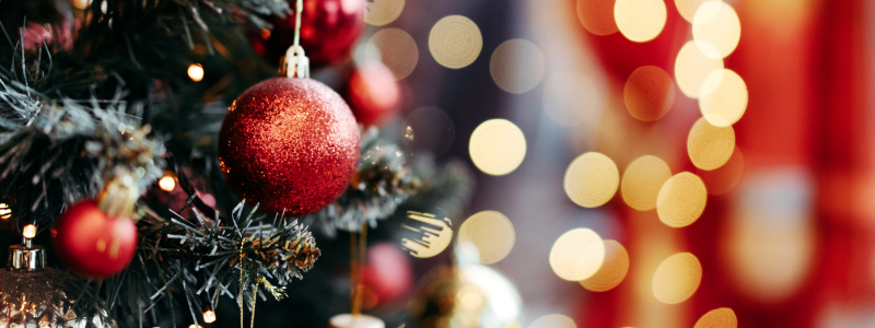 Christmas tree with red bauble