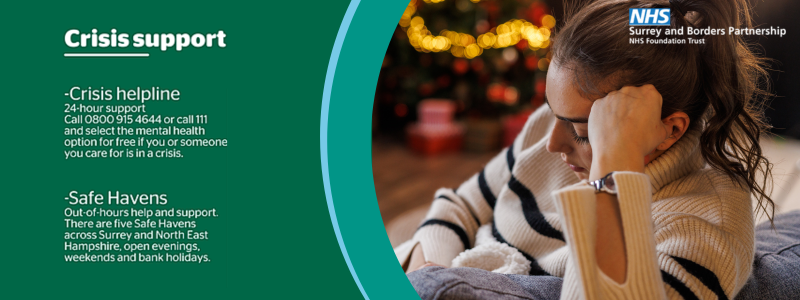 Green background with white text providing crisis line numbers