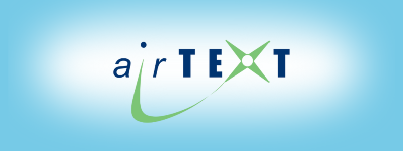 AirTEXT logo on a blue background