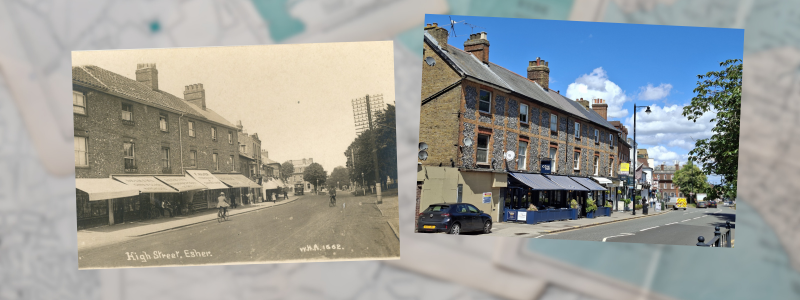 Esher high street in the past and present day