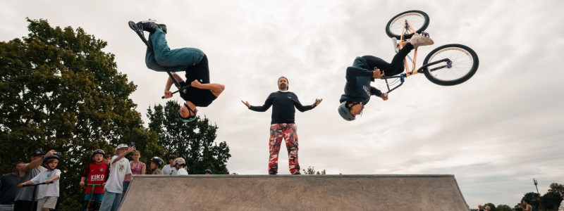 stunts at skatepark