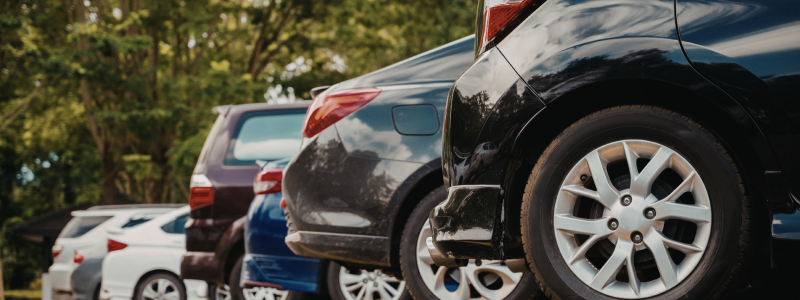 row of parked cars