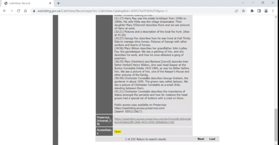 Link from online catalogue to UA 1