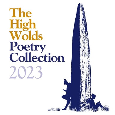 pencil drawing of Rudston monolith with 2 people leaning against it reading