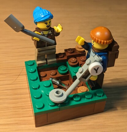2 metal detectorists made out of lego
