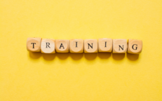 An image of blocks spelling "Training" against a yellow background