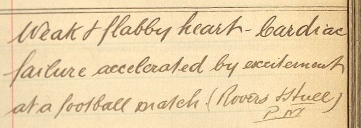 Extract of an entry from a historic coroner's record.