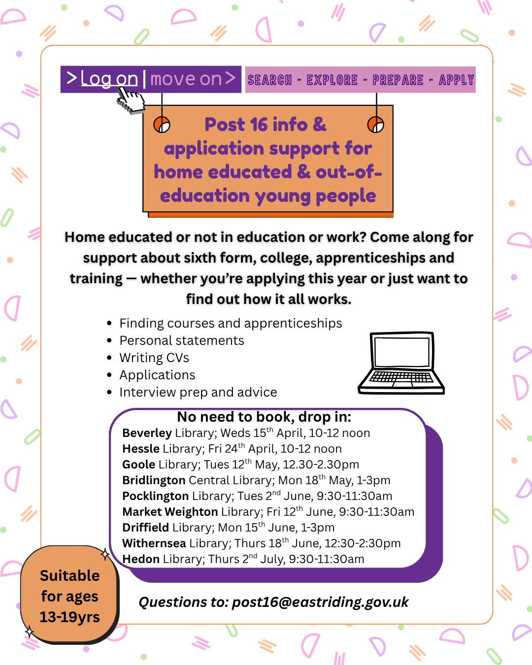 Free post‑16 support drop‑ins for home educated young people – coming to a library near you 