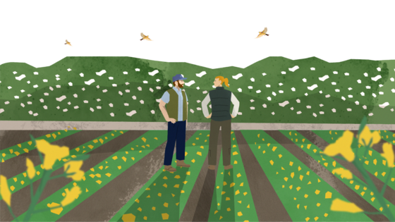 Farmers in field cartoon