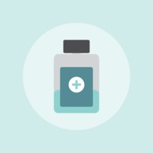picture of a medicine bottle against a light blue background
