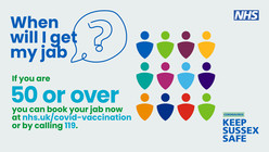 If you are 50 or over you can book your jab now at nhs.uk/covid-vaccination or by calling 119.