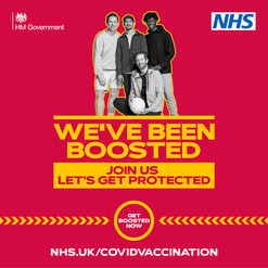 We've been boosted, join us, let's get protected. Get boosted now nhs.uk/covidvaccination