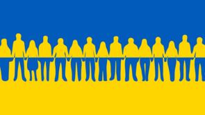 Figures in the Ukrainian flag