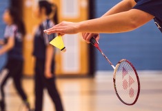 badminton racquet and shuttlecock