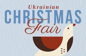 illustration of a dove and text saying Ukrainian Christmas Fair