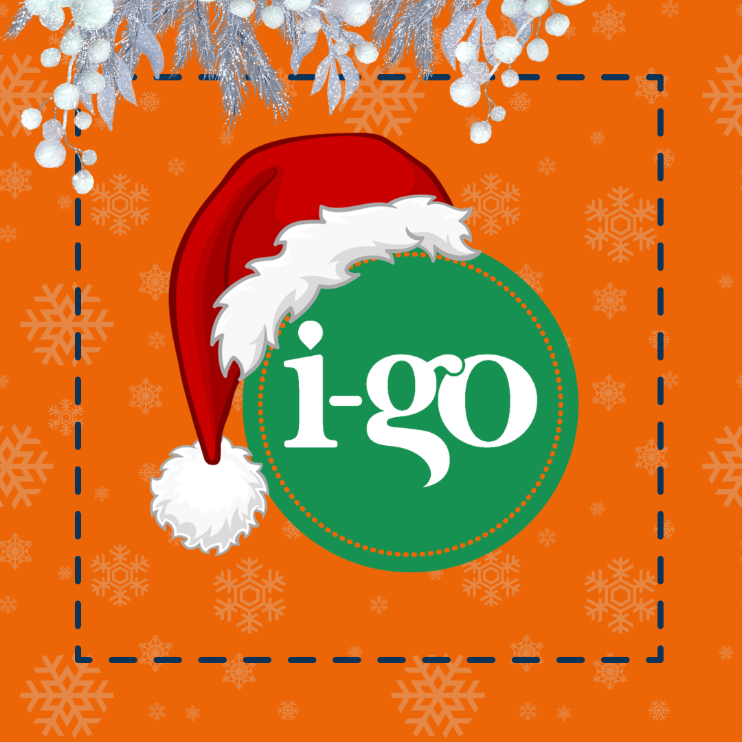 East Sussex i-go logo, with a christmas hat on.