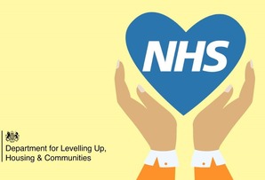 NHS  logo with illustrated hands underneath a heart