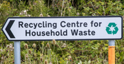 Road sign for recycling centre for household waste