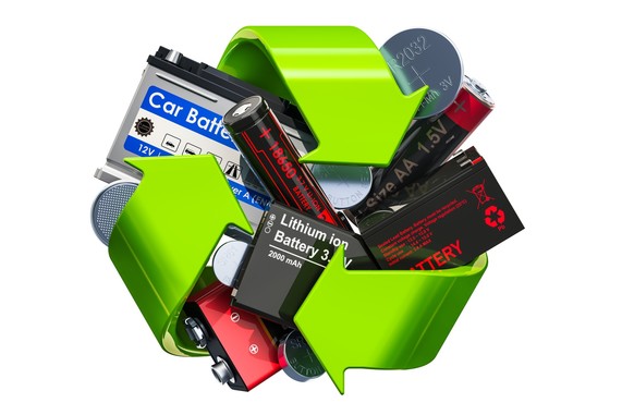 Green recycle image with batteries