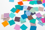 coloured card squares