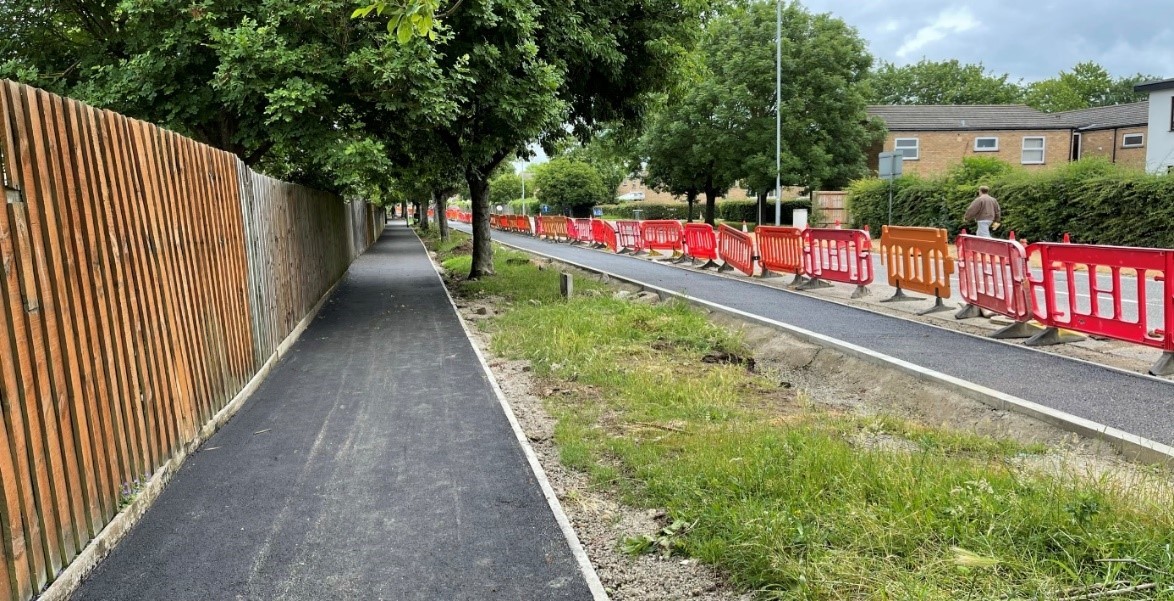 New pavement and cycle lane