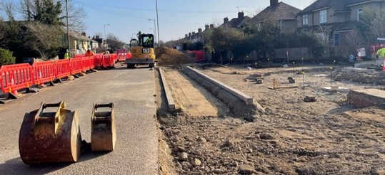 Image showing construction of kerbs and pavement at Kendal Way