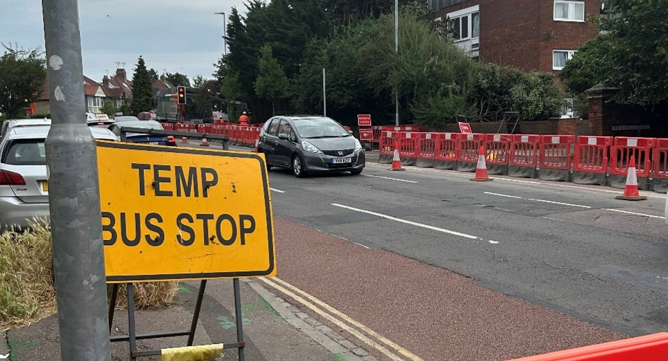 Temporary bus stop sign