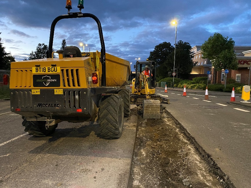 Digging up centre of Hatherley Road in Cheltenham